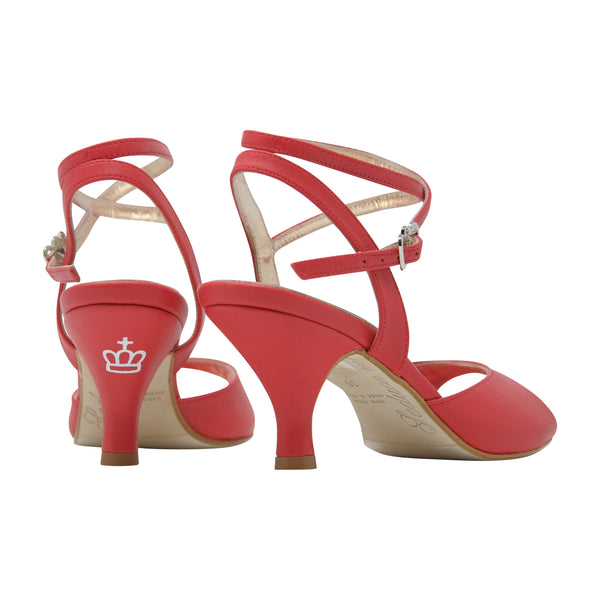 Size 6 - Nizza Twins in Red Leather with Low Wide Heel - Regina