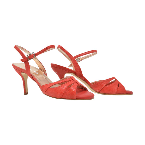 Size 7 - Miami Slim Twins in Red Embossed Leather - Regina
