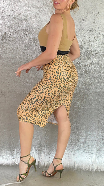 Cheetah Print with Black and Tan Wiggle Dress - One of a Kind - Size Medium