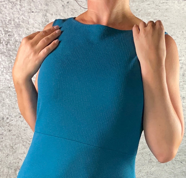 Teal Blue Liverpool Knit Wiggle Dress - One of a Kind - Size Large