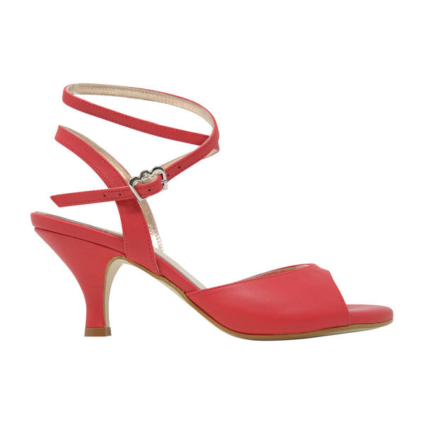 Size 7 - Nizza Twins in Red Leather with Low Wide Heel - Regina