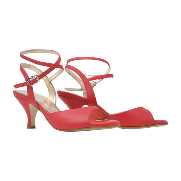 Size 9 - Nizza Twins in Red Leather with Low Wide Heel - Regina