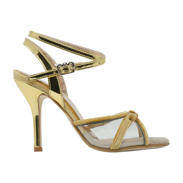 Size 6 - Ginza Twins in Mirrored Gold Leather and Gold Velvet - Regina