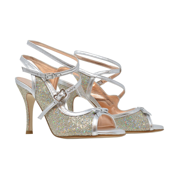 Size 8 - Pigalle in Disco Ball Glitter with Metallic Silver Outlines - Regina