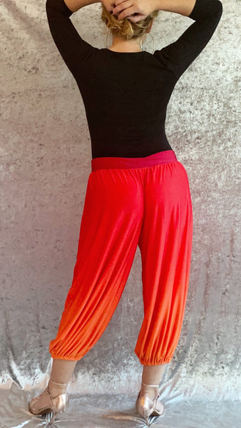 Fiery Red to Orange Ombre Genie Pants - One of a Kind - Size Large